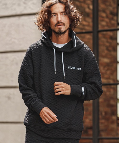 felkod(フィルコッド)の「mpa4256- Y Pattern Jacquard Hoodie ジャカードパーカー(F26F110)(パーカー・メンズ・ブラック×ホワイト/ブラック×ピンク・M/S/L)」の4枚目の写真