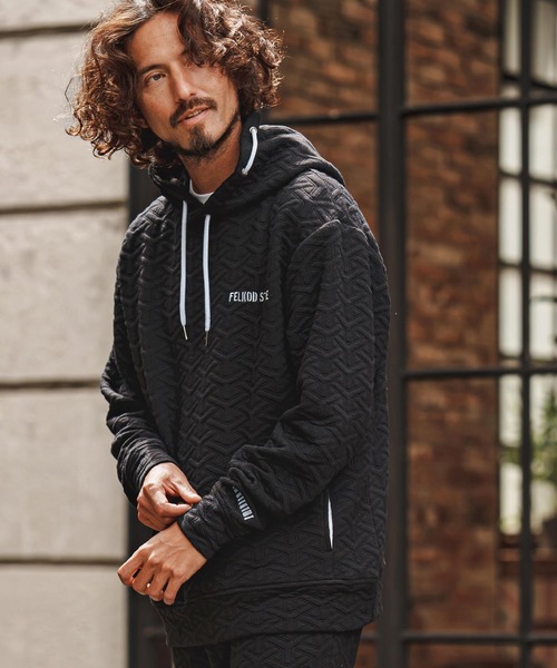 felkod(フィルコッド)の「mpa4256- Y Pattern Jacquard Hoodie ジャカードパーカー(F26F110)(パーカー・メンズ・ブラック×ホワイト/ブラック×ピンク・M/S/L)」の5枚目の写真