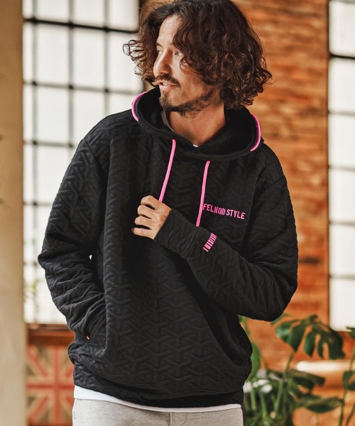 felkod(フィルコッド)の「mpa4256- Y Pattern Jacquard Hoodie ジャカードパーカー(F26F110)(パーカー・メンズ・ブラック×ホワイト/ブラック×ピンク・M/S/L)」の9枚目の写真