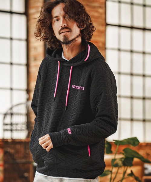 felkod(フィルコッド)の「mpa4256- Y Pattern Jacquard Hoodie ジャカードパーカー(F26F110)(パーカー・メンズ・ブラック×ホワイト/ブラック×ピンク・M/S/L)」の10枚目の写真