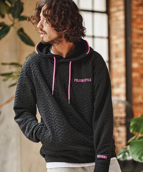 felkod(フィルコッド)の「mpa4256- Y Pattern Jacquard Hoodie ジャカードパーカー(F26F110)(パーカー・メンズ・ブラック×ホワイト/ブラック×ピンク・M/S/L)」の11枚目の写真