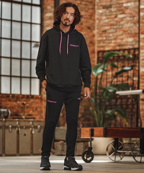 felkod(フィルコッド)の「mpa4256- Y Pattern Jacquard Hoodie ジャカードパーカー(F26F110)(パーカー・メンズ・ブラック×ホワイト/ブラック×ピンク・M/S/L)」の14枚目の写真