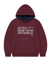 COLOR BLOCK LETTERING HOODIE burgundy