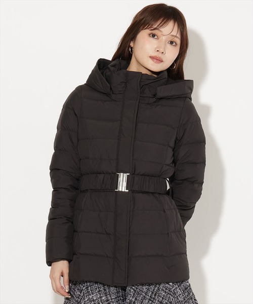 AND COUTURE（アンドクチュール）の「ベルト付きミドルダウンコート（ダウンジャケット/コート・レディース・ベージュ/ブルー/ブラック・LARGE/MEDIUM）」の22枚目の写真