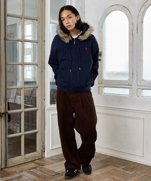 U.S. POLO ASSN.(ユーエスポロアッスン)の「U.S. POLO ASSN. × PUBLUX/ユーエスポロアッスン フェイクファーフード ツイル ワークジャケット 限定展開(ブルゾン・メンズ・チャコールグレー/ブラック/ベージュ/ネイビー・SMALL/MEDIUM/LARGE)」の5枚目の写真