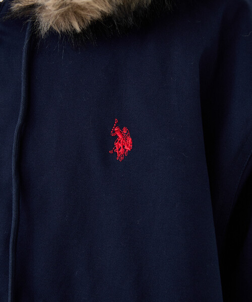 U.S. POLO ASSN.(ユーエスポロアッスン)の「U.S. POLO ASSN. × PUBLUX/ユーエスポロアッスン フェイクファーフード ツイル ワークジャケット 限定展開(ブルゾン・メンズ・チャコールグレー/ブラック/ベージュ/ネイビー・SMALL/MEDIUM/LARGE)」の8枚目の写真
