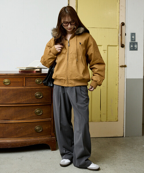 U.S. POLO ASSN.(ユーエスポロアッスン)の「U.S. POLO ASSN. × PUBLUX/ユーエスポロアッスン フェイクファーフード ツイル ワークジャケット 限定展開(ブルゾン・メンズ・チャコールグレー/ブラック/ベージュ/ネイビー・SMALL/MEDIUM/LARGE)」の12枚目の写真
