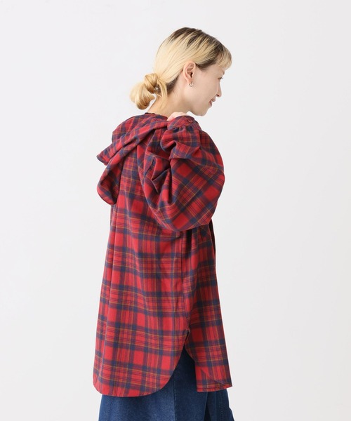 HEART MARKET(ハートマーケット)の「チェックフードシャツチュニック(シャツ/ブラウス・レディース・グレー/ベージュ/レッド/グリーン/イエロー/ネイビー・FREE)」の11枚目の写真
