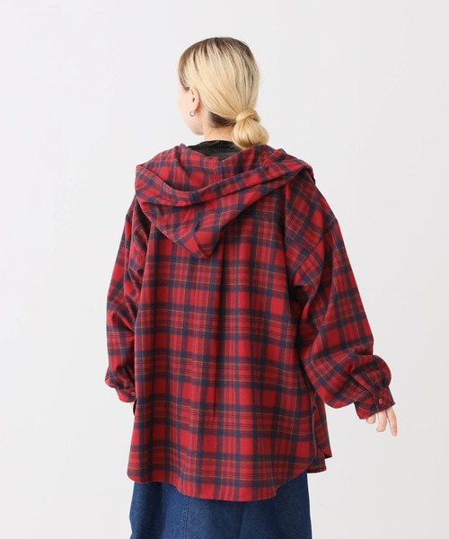 HEART MARKET(ハートマーケット)の「チェックフードシャツチュニック(シャツ/ブラウス・レディース・グレー/ベージュ/レッド/グリーン/イエロー/ネイビー・FREE)」の12枚目の写真