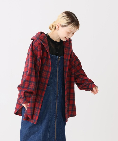 HEART MARKET(ハートマーケット)の「チェックフードシャツチュニック(シャツ/ブラウス・レディース・グレー/ベージュ/レッド/グリーン/イエロー/ネイビー・FREE)」の14枚目の写真