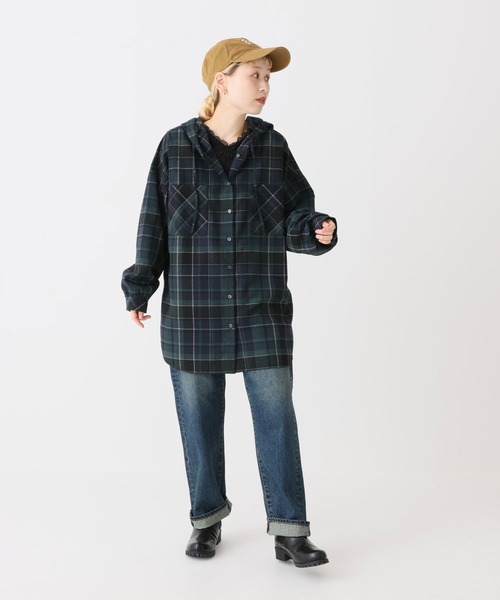 HEART MARKET(ハートマーケット)の「チェックフードシャツチュニック(シャツ/ブラウス・レディース・グレー/ベージュ/レッド/グリーン/イエロー/ネイビー・FREE)」の15枚目の写真