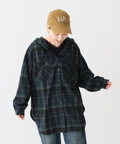 HEART MARKET(ハートマーケット)の「チェックフードシャツチュニック(シャツ/ブラウス・レディース・グレー/ベージュ/レッド/グリーン/イエロー/ネイビー・FREE)」の18枚目の写真