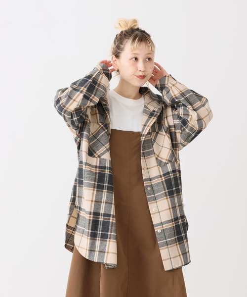 HEART MARKET(ハートマーケット)の「チェックフードシャツチュニック(シャツ/ブラウス・レディース・グレー/ベージュ/レッド/グリーン/イエロー/ネイビー・FREE)」の22枚目の写真