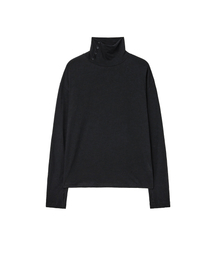Drape neck long sleeve BLACK