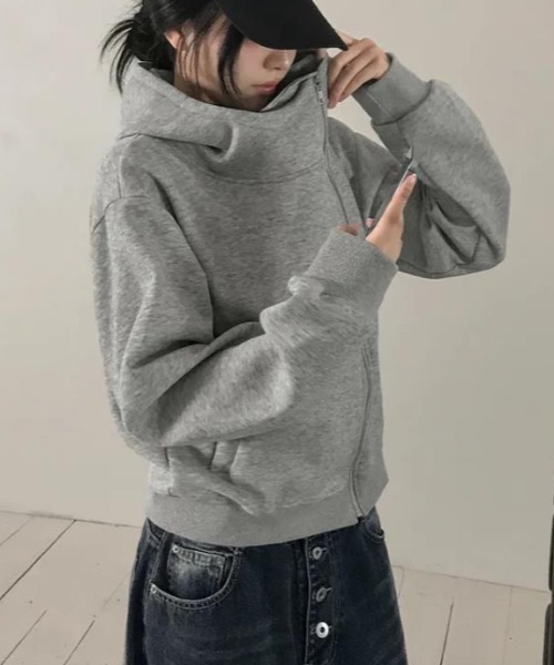 semplice（センプリチェ）の「パーカ【韓国ファッション】（パーカー・レディース・ブラック/グレー・F）」の6枚目の写真