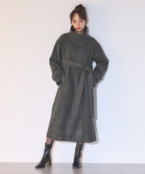 SOELA(ソエラ)の「【SOELA】スタンドカラーロングコート/WEB限定(その他アウター・レディース・チャコールグレー・M)」の1枚目の写真