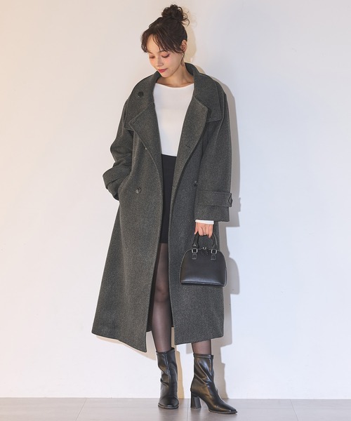 SOELA(ソエラ)の「【SOELA】スタンドカラーロングコート/WEB限定(その他アウター・レディース・チャコールグレー・M)」の3枚目の写真