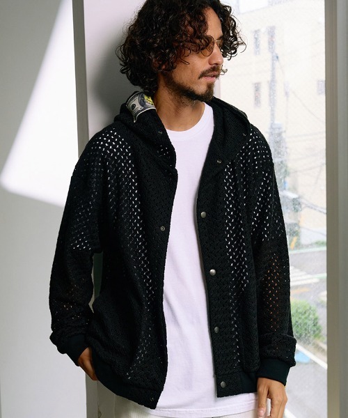 STUD MUFFIN（スタッドマフィン）の「mj12052- コットンラッセルメッシュ ハートパフワッペンフーディブルゾン(714-02938)（その他アウター・メンズ・ベージュ/ブラック・3/2/4）」の3枚目の写真