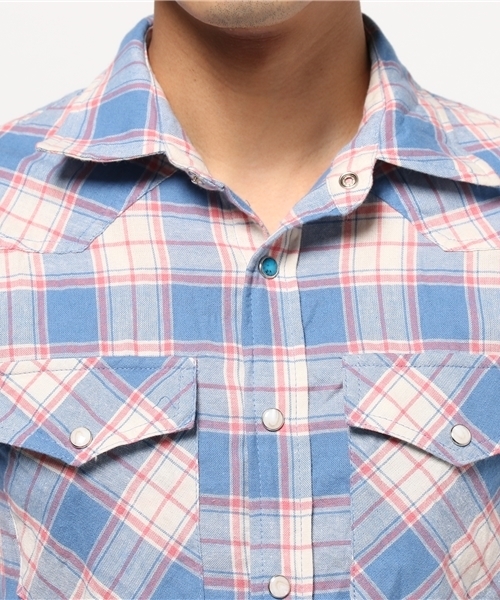 JACKROSE（ジャックローズ）の「ヴィンテージサーフチェックウエスタンシャツ（シャツ/ブラウス・メンズ・サックスブルー/ピンク・L/M）」の5枚目の写真
