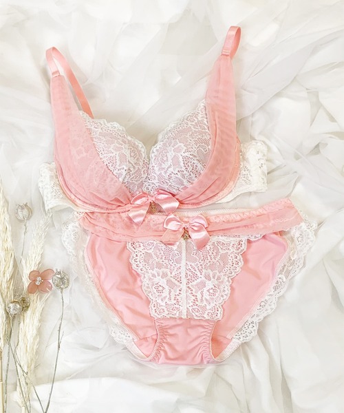 aimerfeel(エメフィール)の「シアーリュクス ブラジャー ショーツ セット(ブラ&ショーツ)」|ベビーピンク