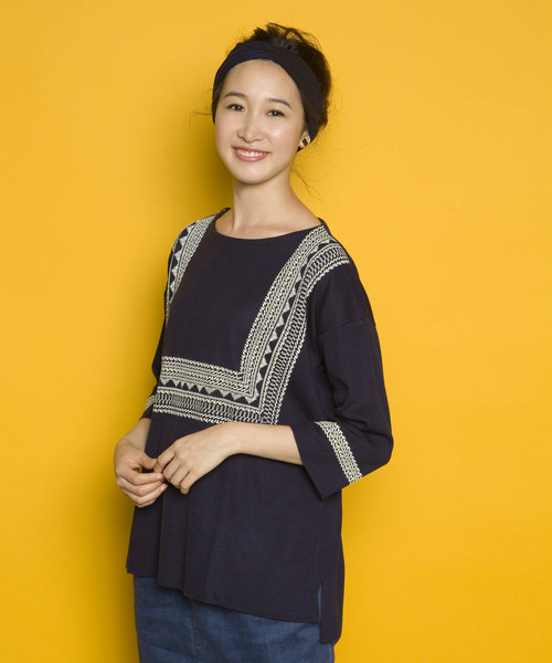 PLAIN CLOTHING（プレーンクロージング）の「額縁ニット【PLAIN CLOTHING】（その他トップス・レディース・アイボリー/ネイビー・FREE）」の12枚目の写真