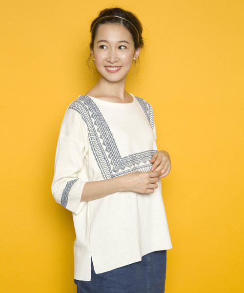 PLAIN CLOTHING（プレーンクロージング）の「額縁ニット【PLAIN CLOTHING】（その他トップス・レディース・アイボリー/ネイビー・FREE）」の15枚目の写真