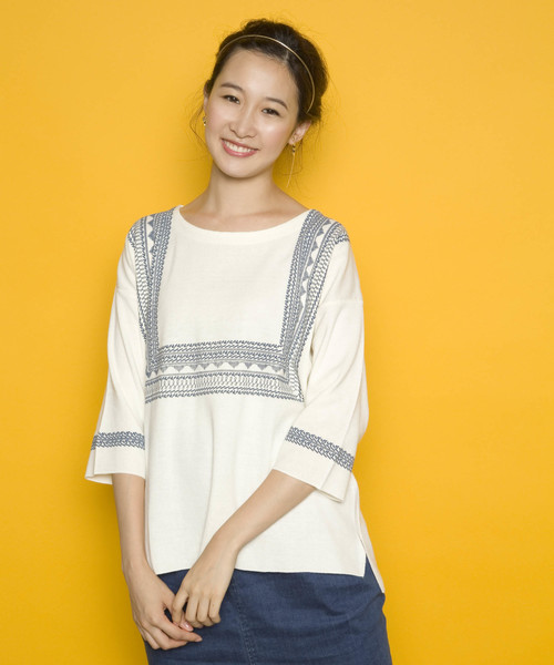 PLAIN CLOTHING（プレーンクロージング）の「額縁ニット【PLAIN CLOTHING】（その他トップス・レディース・アイボリー/ネイビー・FREE）」の16枚目の写真