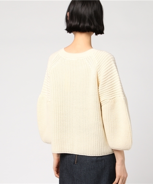 mysty woman（ミスティウーマン）の「アクリルウール畦編み袖タックプルオーバー（ニット/セーター・レディース・アイボリー/ブル－グレ－/ベージュ/ネイビー・FREE）」の7枚目の写真
