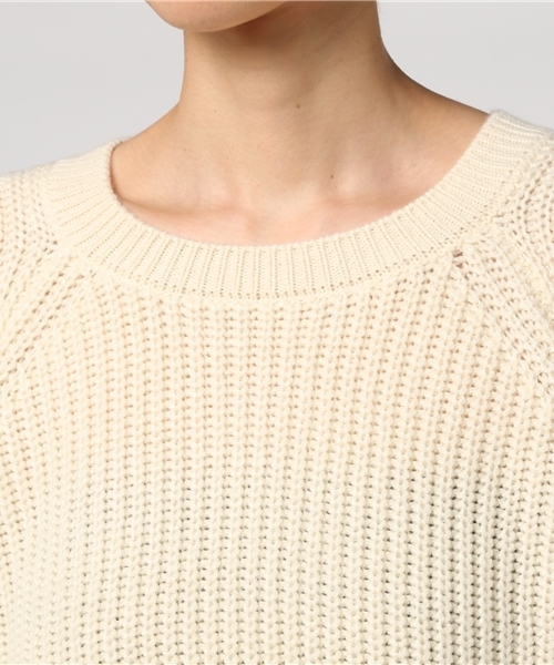 mysty woman（ミスティウーマン）の「アクリルウール畦編み袖タックプルオーバー（ニット/セーター・レディース・アイボリー/ブル－グレ－/ベージュ/ネイビー・FREE）」の8枚目の写真