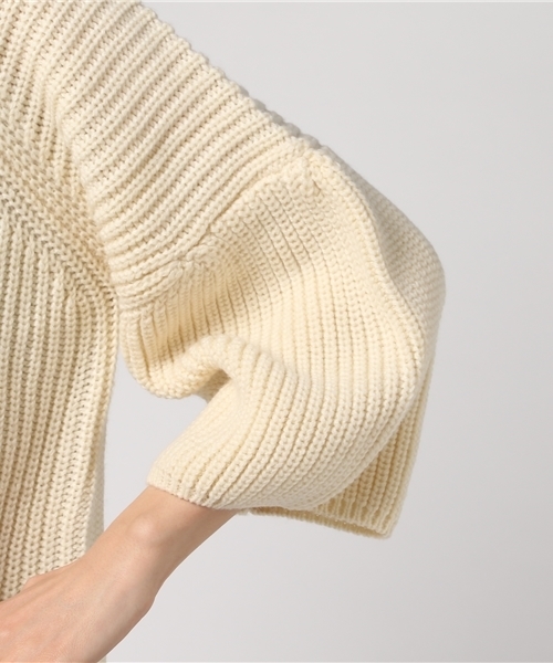 mysty woman（ミスティウーマン）の「アクリルウール畦編み袖タックプルオーバー（ニット/セーター・レディース・アイボリー/ブル－グレ－/ベージュ/ネイビー・FREE）」の9枚目の写真