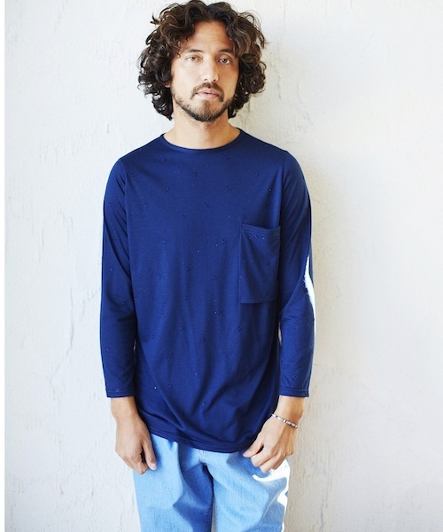 rehacer（レアセル）の「Star Tuck Wide Denim Pants   -Ice Wash（デニムパンツ・メンズ・インディゴブルー・SMALL/MEDIUM/LARGE）」の2枚目の写真