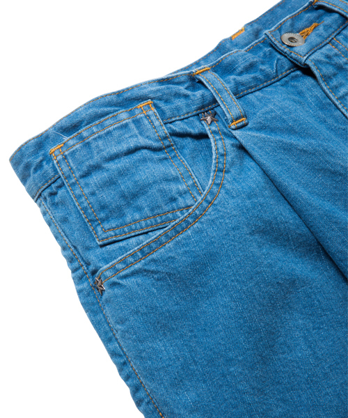 rehacer（レアセル）の「Star Tuck Wide Denim Pants   -Ice Wash（デニムパンツ・メンズ・インディゴブルー・SMALL/MEDIUM/LARGE）」の6枚目の写真