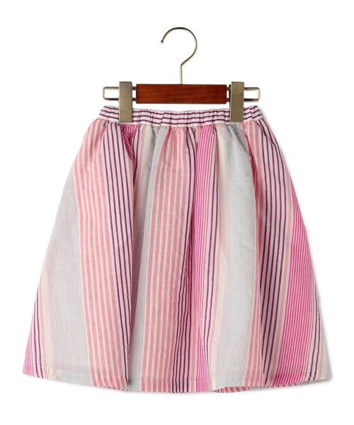 green label relaxing(グリーンレーベルリラクシング)の「【キッズ】マルチストライプ スカート ◆(スカート・キッズ・ライトピンク/ライトブルー・105/125/115)」の2枚目の写真