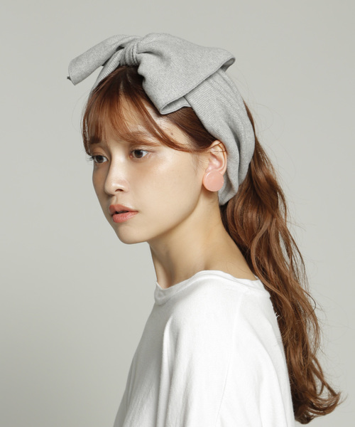 PLAIN CLOTHING（プレーンクロージング）の「【太めフォルムで小顔効果】人気の6カラー☆リブBIGリボンヘアバンド（ヘアバンド・レディース・ライトグレー/ピンク/ブラック/アイボリー/グレー/ネイビー/ベージュ・FREE）」の10枚目の写真