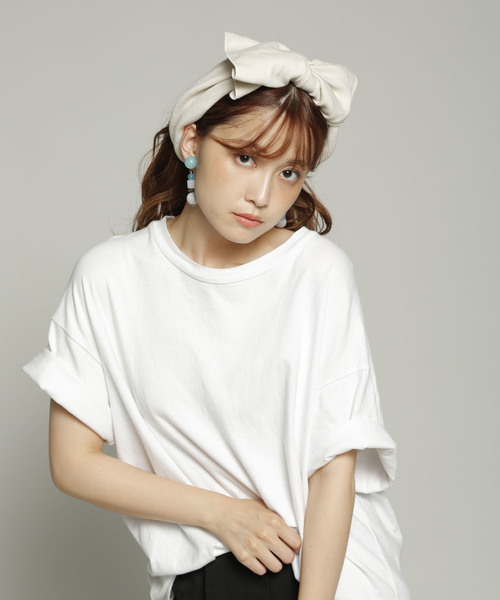 PLAIN CLOTHING（プレーンクロージング）の「【太めフォルムで小顔効果】人気の6カラー☆リブBIGリボンヘアバンド（ヘアバンド・レディース・ライトグレー/ピンク/ブラック/アイボリー/グレー/ネイビー/ベージュ・FREE）」の8枚目の写真