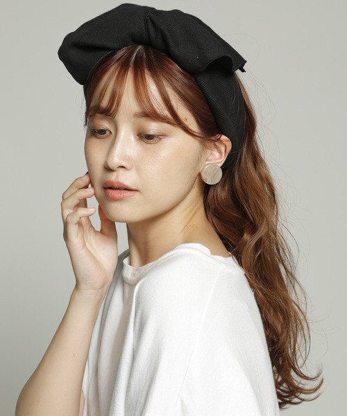 PLAIN CLOTHING（プレーンクロージング）の「【太めフォルムで小顔効果】人気の6カラー☆リブBIGリボンヘアバンド（ヘアバンド・レディース・ライトグレー/ピンク/ブラック/アイボリー/グレー/ネイビー/ベージュ・FREE）」の16枚目の写真