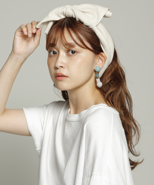 PLAIN CLOTHING（プレーンクロージング）の「【太めフォルムで小顔効果】人気の6カラー☆リブBIGリボンヘアバンド（ヘアバンド・レディース・ライトグレー/ピンク/ブラック/アイボリー/グレー/ネイビー/ベージュ・FREE）」の14枚目の写真