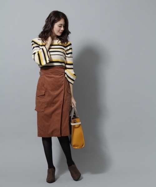 Andemiu(アンデミュウ)の「【WEB限定】ボーダーソデフリルニット781503(ニット/セーター・レディース・グリーン/イエロー/オフホワイト/ブラック・FREE)」の14枚目の写真