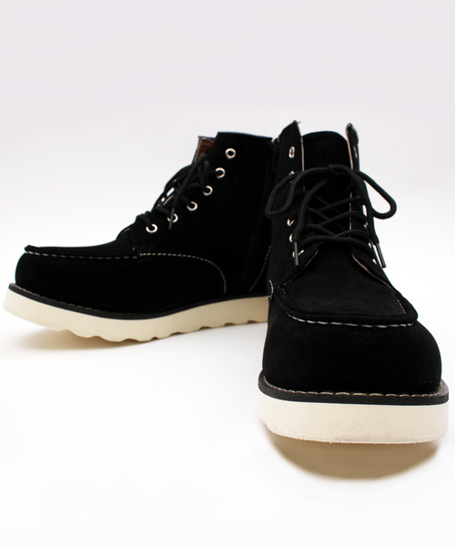 ８(eight)（エイト）の「PUレザー ワークブーツ スウェードレザー（ブーツ・メンズ・ブラック/ブラウン系その他/ベージュ系その他/ブラック系その他・25.0cm/25.5cm/26.0cm/26.5cm/27.0cm/28.0cm）」の2枚目の写真