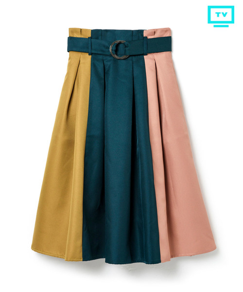 REDYAZEL（レディアゼル）の「【TVオンエアー】カラーブロック配色スカート　◆（スカート・レディース・パープル/イエロー/グリーン/ネイビー/カーキ・SMALL/MEDIUM）」の3枚目の写真