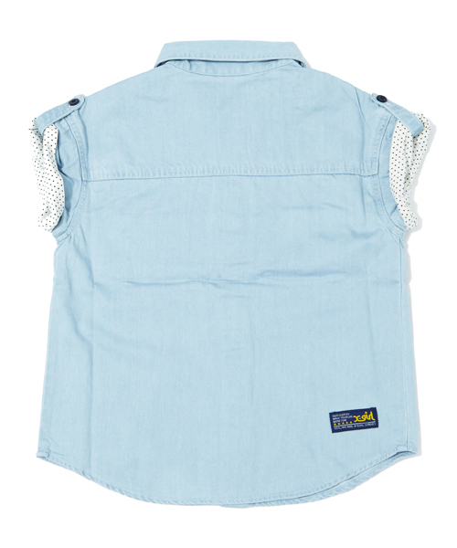 X-girl Stages（エックスガールステージス）の「DENIM  S/S  SHIRT (12M～3T)（シャツ/ブラウス・キッズ・インディゴブルー/ライトブルー・12M/2T/3T）」の9枚目の写真