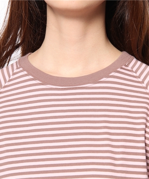 BEAMS BOY（ビームスボーイ）の「BEAMS BOY / 5mmボーダーエルボーパッチベースボールT② 0856CL（Tシャツ/カットソー・レディース・ダークグリーン/ネイビー/ライトブラウン・ONE SIZE）」の7枚目の写真