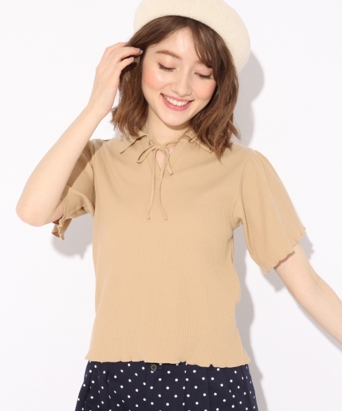 Heather（ヘザー）の「フリルエリリブカットプルオーバー　790946（Tシャツ/カットソー・レディース・ホワイト系その他/ブラック/ベージュ/ブルー系その他・FREE）」の3枚目の写真