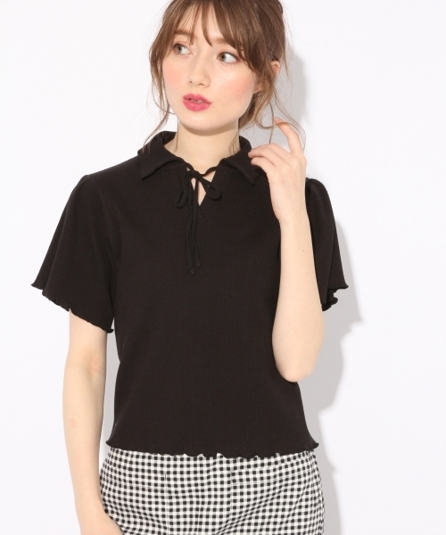 Heather（ヘザー）の「フリルエリリブカットプルオーバー　790946（Tシャツ/カットソー・レディース・ホワイト系その他/ブラック/ベージュ/ブルー系その他・FREE）」の2枚目の写真