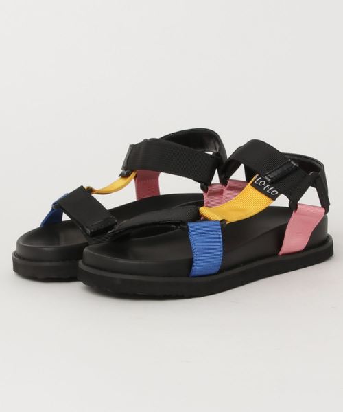 MIX JUICE(ミックスジュース)の「MIX JUICE ミックスジュース ストラップデザインフットベッドスポーツサンダル(サンダル・レディース・ブラック系その他/ブラック/オレンジ/マルチ・L/LL/M/S)」の4枚目の写真