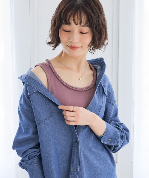 osharewalker(オシャレウォーカー)の「三つ編みロングタンクトップ(タンクトップ・レディース・チャコールグレー/ブラック/ブラウン/ホワイト×ブラック/ホワイト×グレー/グレー系その他/ブルーグリーン/プラム/グレー系その他2/ロイヤルブルー/ラベンダー・FREE)」の21枚目の写真