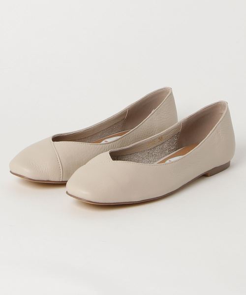 pied du lapan（ピエドドゥラパン）の「レザー切り替えフラットシューズ（パンプス・レディース・ブラック/ベージュ/アイボリー・38/39/36/37/35）」の6枚目の写真