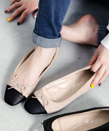 KOBE LETTUCE | バイカラースクエアトゥバレエパンプス(バレエシューズ)