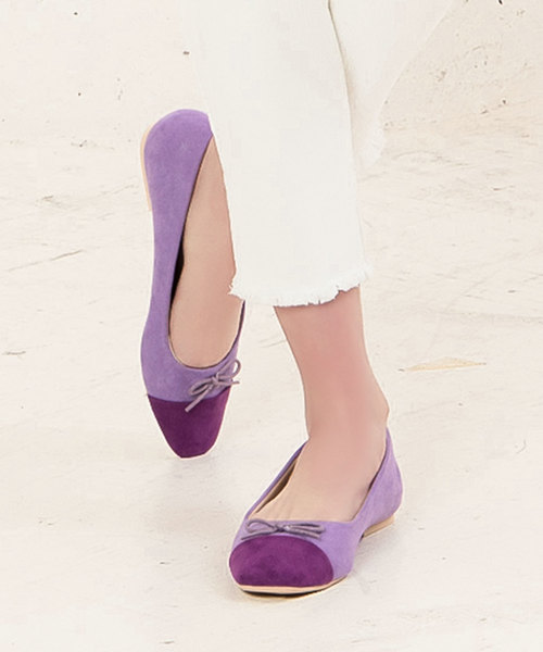 KOBE LETTUCE(コウベレタス)の「バイカラースクエアトゥバレエパンプス(バレエシューズ・レディース・ブラック/ベージュ/パープル/ピンク系その他/チェック/ホワイト系その他/ピンク・LL/S/M/L)」の4枚目の写真