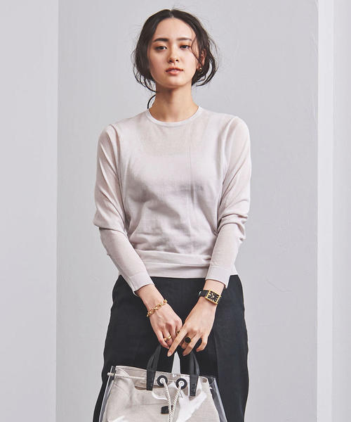 UNITED ARROWS（ユナイテッドアローズ）の「UBCB C/NY シアーセット ニット◆（ニット/セーター・レディース・ライトグレー/ダークブラウン・フリー）」の2枚目の写真